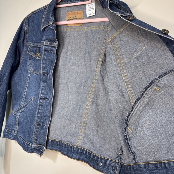 Levi Strauss Signature Denim Jacket Womens Y2K Cropped Trucker Sz Large 12/14 - Picture 12 of 16